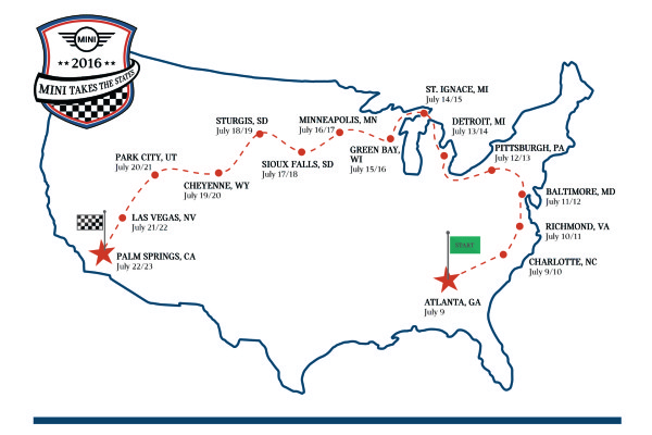 MINI USA Announces Official Route for MINI Takes the States 2016 © BMW AG
