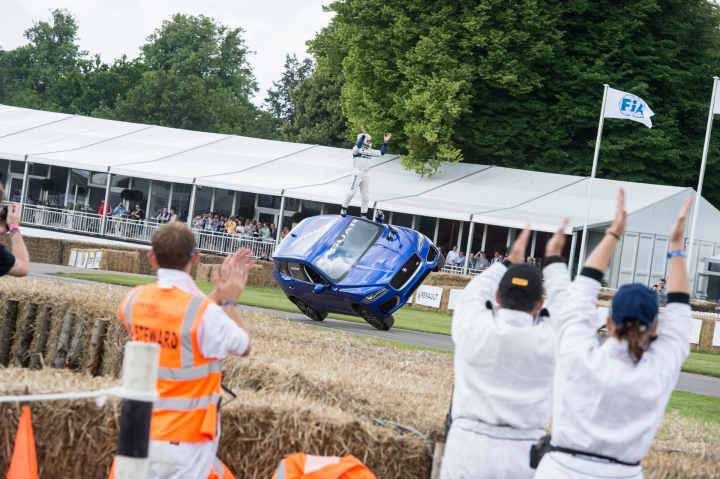 Jaguar F-Pace Thrills Goodwood with Dramatic Two-Wheeled Ride