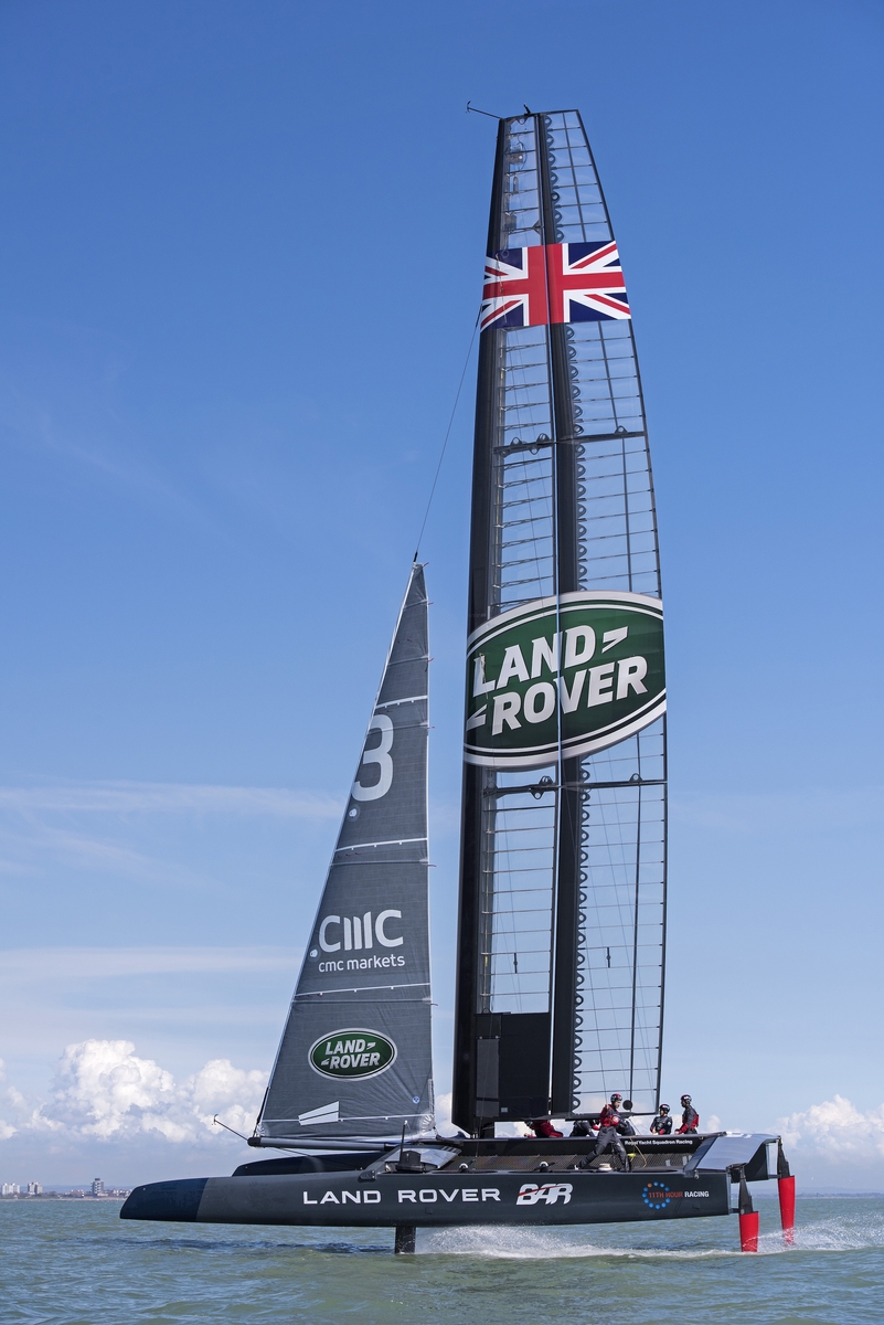 12 April 2016 Land Rover BAR sailing T3 for the first time off Portsmouth UK © Rick Tomlinson/Land Rover BAR