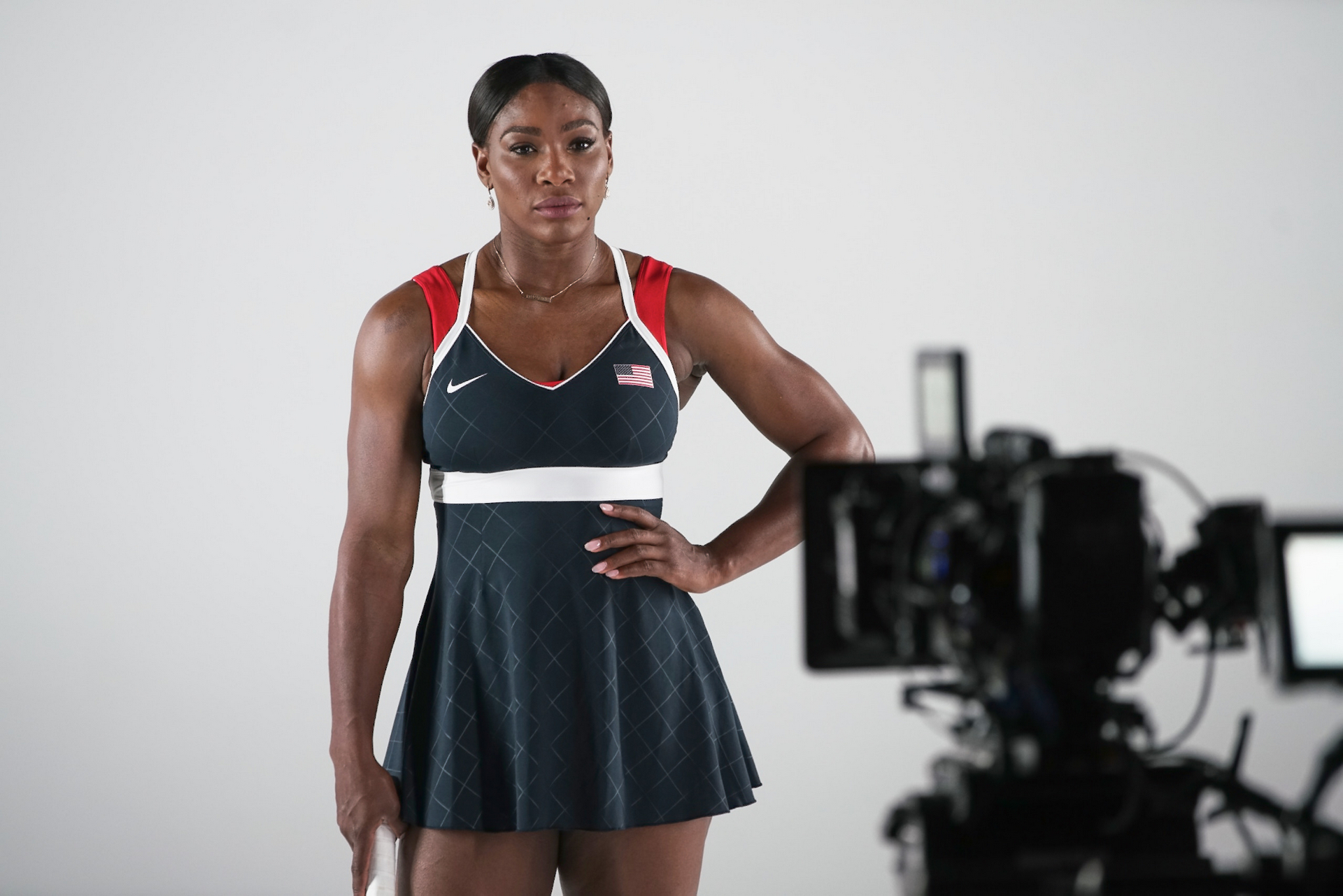 Serena Williams behind the scenes at the MINI 2016 Olympics commercial shoot © BMW AG
