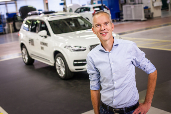 Erik Coelingh, Senior Technical Leader at Volvo Cars, with the very first autonomous XC90 that will be used in the Drive Me project in Gothenburg © Zhejiang Geely Holding Group Co., Ltd